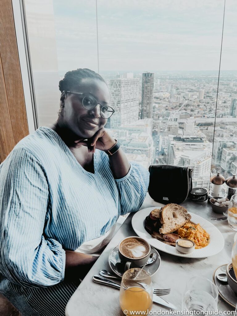 Checking out the food and views at Duck and Waffle, London's Instagrammable restaurants on the 40th floor of Heron Tower.