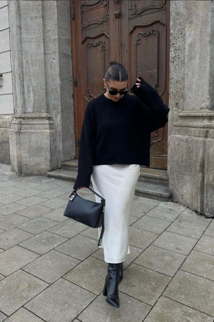 OMBRE SHADED SATIN SKIRT WITH PONCHO