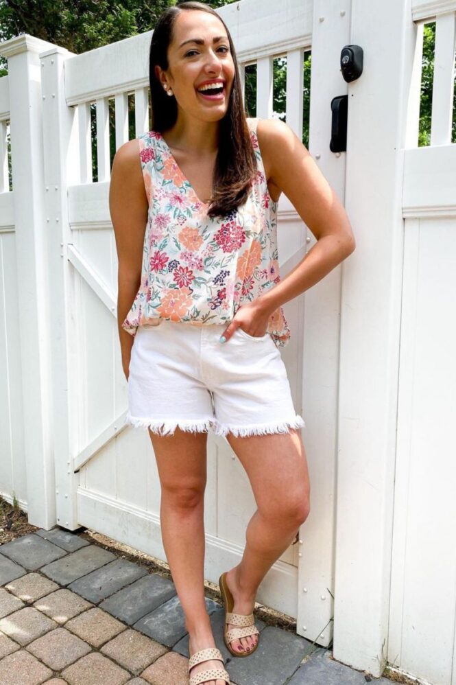 White Crawfish Smocked Tee and Demin Look Shorts main image 1