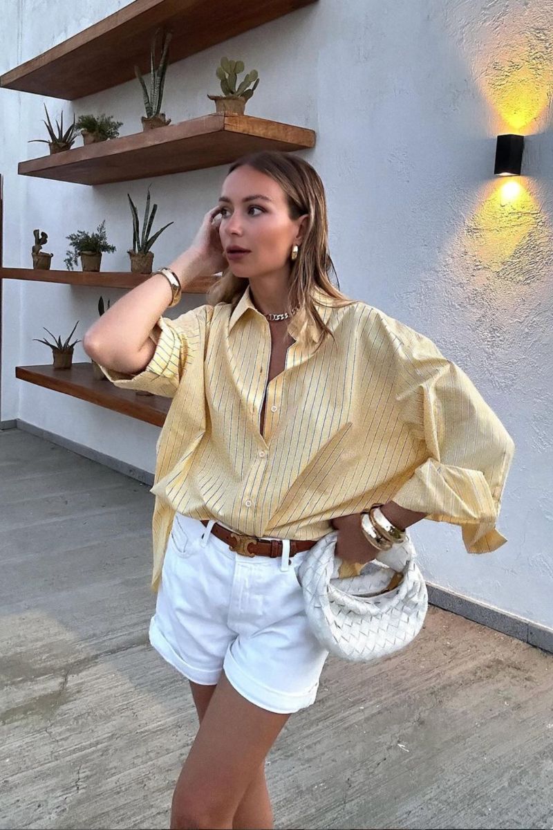 White Denim shorts and Vest Set