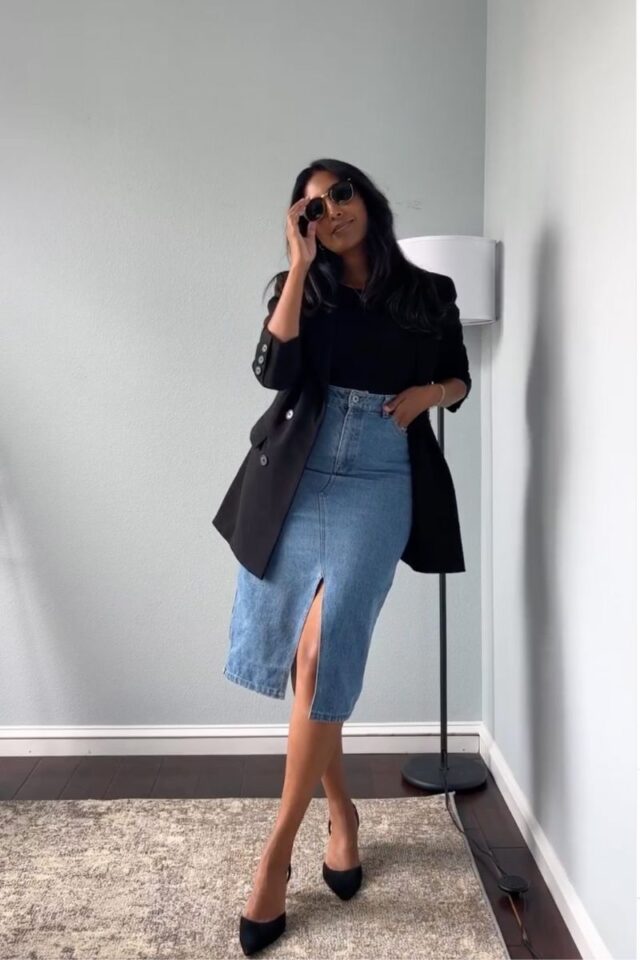 Denim, Dice, and Everything Nice Midi Skirt main image 1