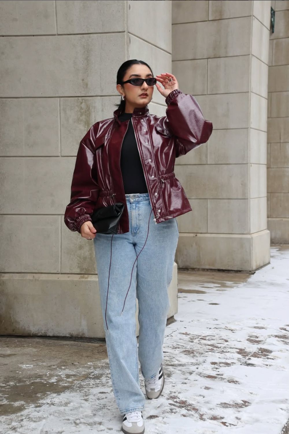 Discover chic burgundy leather jacket outfit ideas for every occasion. From casual denim looks to bold monochrome sets and elegant evening styles, get inspired to style this timeless statement piece. Leather Jacket Burgundy, How To Style Burgundy Leather Jacket, Ysl Burgundy Leather Jacket, Saint Laurent Burgundy Leather Jacket, Burgundy Suede Leather Jacket