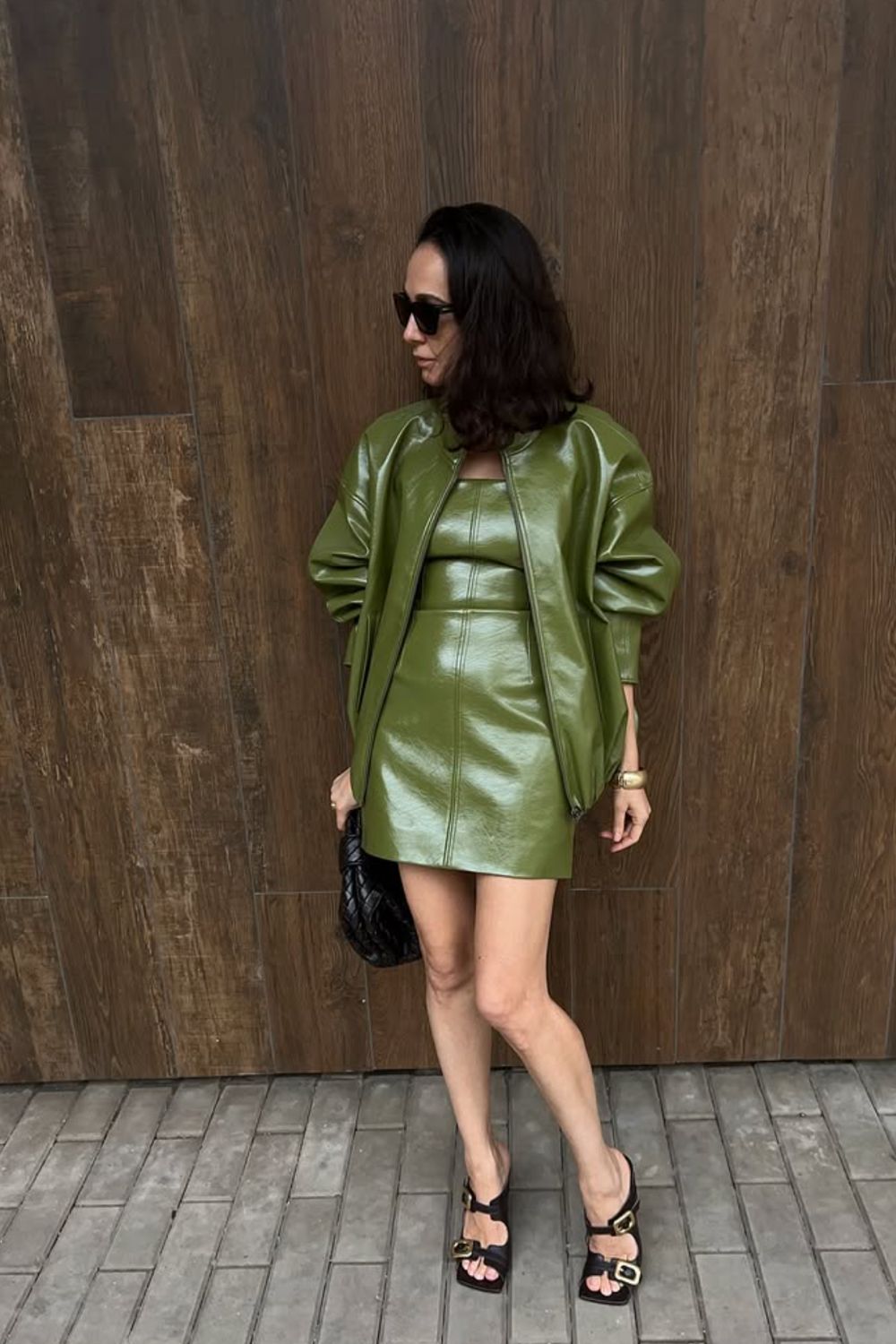 Discover chic green leather jacket outfit ideas, from casual street style to polished evening looks. Get inspired by trendy ways to style green leather for every season. Olive Green Leather Jacket Outfit, Dark Green Leather Jacket Outfit, Rachel Green Leather Jacket, Leather Green Jacket Outfit, Light Green Leather Jacket Outfit, Army Green Leather Jacket Outfit, How To Style Green Leather Jacket, Green Faux Leather Jacket, Sage Green, Vintage Green, Emerald Green, Khaki Green, Moss Green