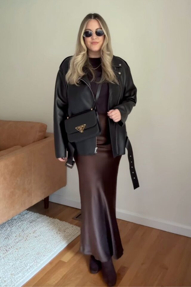Grey&Brown Satin Skirt-Waist 24 to 26
