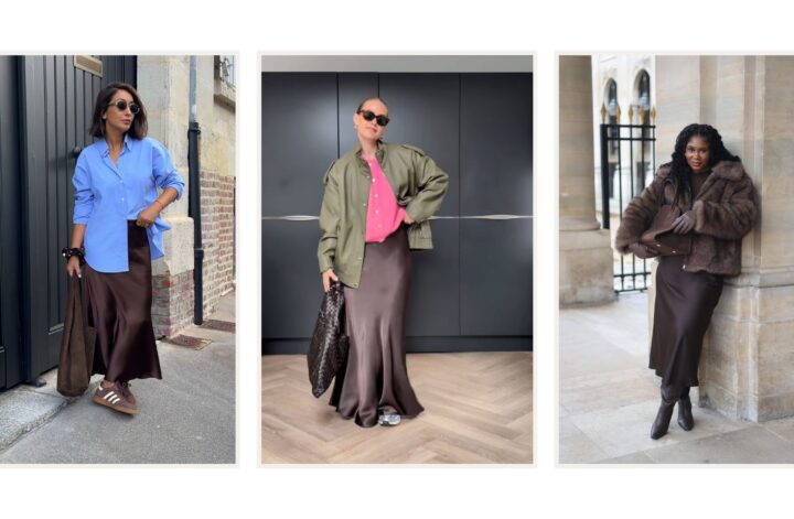 Discover chic brown satin skirt outfit ideas — from cozy knits and tailored blazers to sporty sneakers and elegant heels. Perfect for fall or winter, these looks show how to style a satin skirt for casual days or polished evenings.Satin Brown Skirt Outfit, Brown Satin Skirt Outfit Summer, Brown Satin Midi Skirt Outfit, Brown Satin Skirt Outfit Winter, Brown Satin Maxi Skirt Outfit