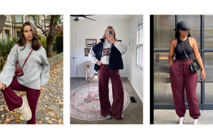 Discover chic burgundy sweatpants outfit ideas that blend comfort and style. From elevated street style to cozy everyday looks, learn how to style burgundy joggers for effortless, fashion-forward outfits. Baggy Sweatpants Outfit, Wide Leg Sweatpants Outfit, Cute Sweatpants Outfit, Sweatpants Outfit For School, Cargo Sweatpants Outfit, Outfit Ideas Sweatpants, Nike Sweatpants Outfit, Sweatpants Outfit Black Women, Sweatpants Outfit Winter, Sweatpants Outfit Aesthetic, Flare Sweatpants Outfit