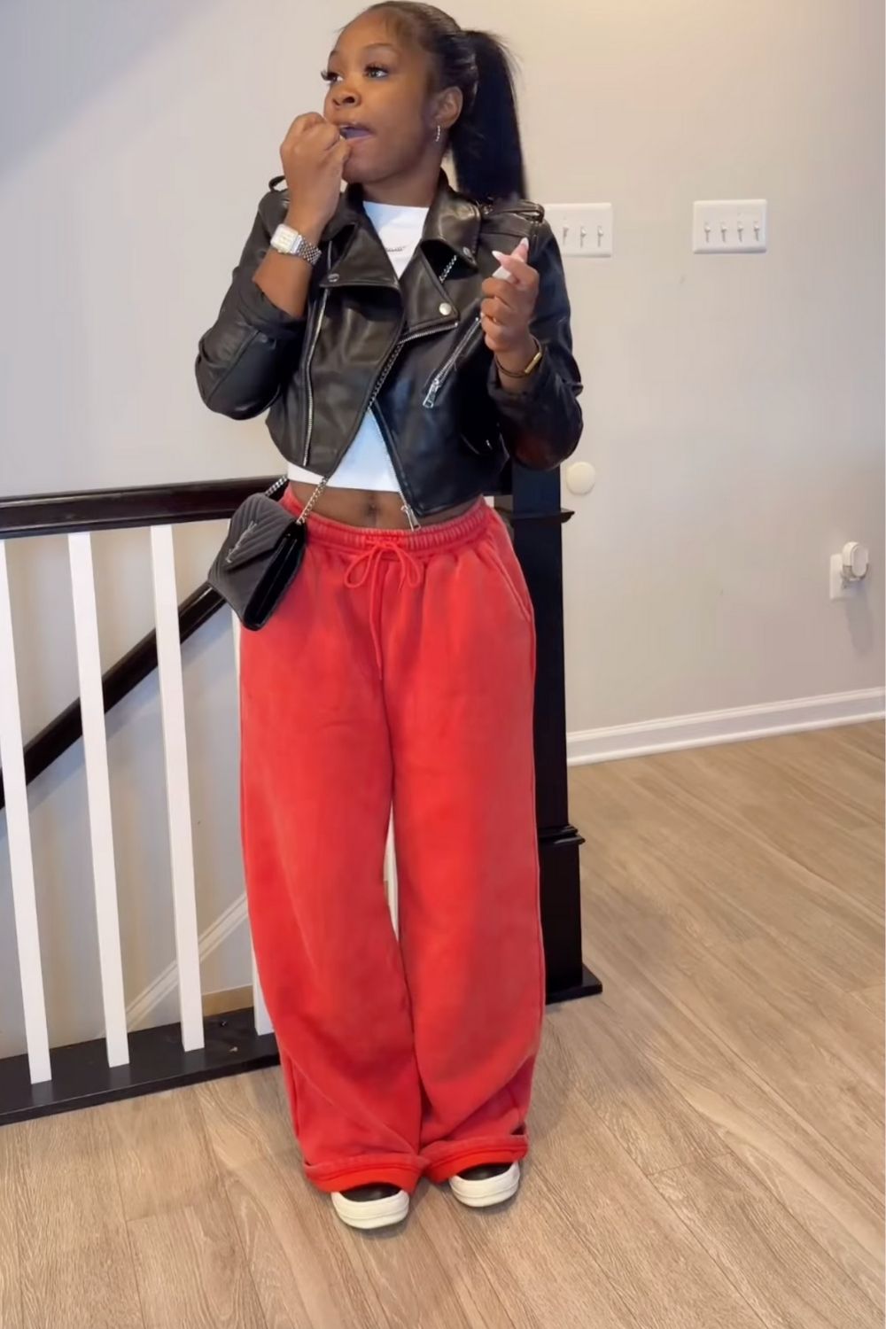 Outfit ideas you’ll actually want to wear. Discover how to style red sweatpants for casual days, street style moments, and elevated off-duty looks with ease. Red Sweatpants Outfit, Dark Red Sweatpants Outfit, Red Brandy Sweatpants Outfit, Red Nike Sweatpants Outfit, Baggy Sweatpants Outfit, Wide Leg Sweatpants Outfit, Cute Sweatpants Outfit, Sweatpants Outfit For School, Cargo Sweatpants Outfit, Outfit Ideas Sweatpants, Nike Sweatpants Outfit, Sweatpants Outfit Black Women, Sweatpants Outfit Winter, Sweatpants Outfit Aesthetic, Flare Sweatpants Outfit