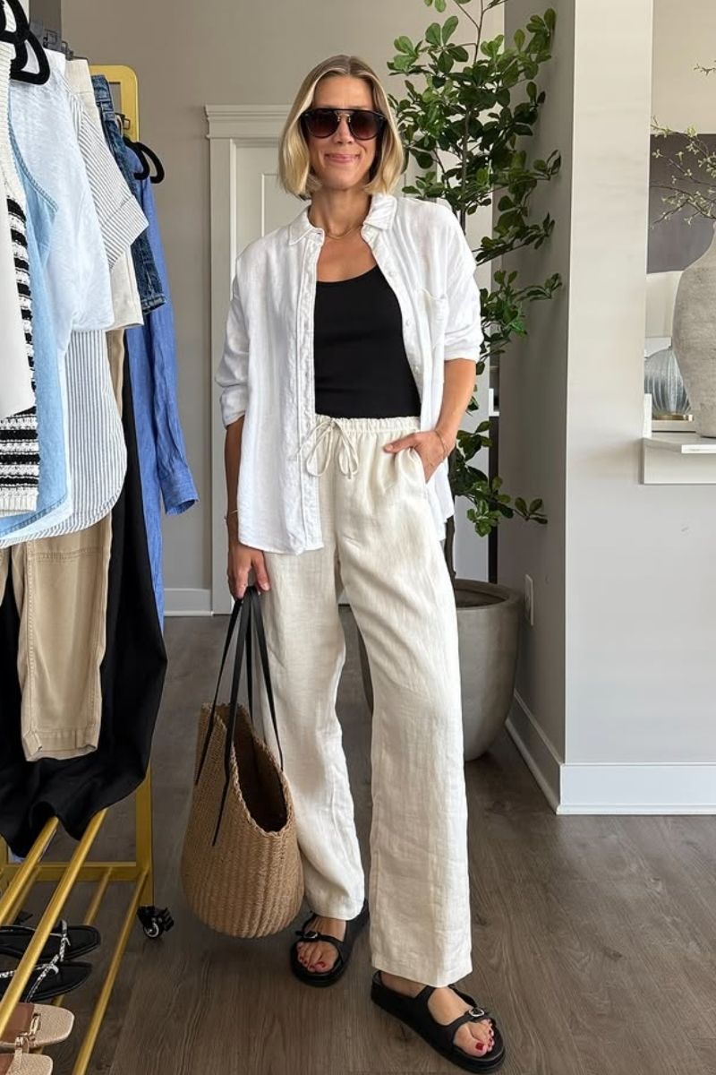 Discover chic and effortless ways to style beige linen pants with these versatile outfit ideas. From casual daytime looks to elevated, polished ensembles, this guide breaks down how to wear linen pants with ease, including styling tips, outfit inspiration, and must-have accessories to complete every look. Beige Linen Pants Outfit, Beige Linen Pants Outfit Summer, Beige Linen Pants Outfit Women Summer, Beige Linen Pants Outfit Summer Casual, Beige Linen Pants Outfit Casual, Beige Linen Pants Outfit Hijab, Beige Linen Pants Outfit Spring, Beige Linen Pants Green Shirt Outfit, Beige Linen Pants Outfit Work, Beige Linen Pants Styling, Beige Linen Pants With Black Top, With White Top, With Blue Shirt, With Pink Shirt, With Green Top With Sweater Discover chic and effortless ways to style beige linen pants with these versatile outfit ideas. From casual daytime looks to elevated, polished ensembles, this guide breaks down how to wear linen pants with ease, including styling tips, outfit inspiration, and must-have accessories to complete every look. Beige Linen Pants Outfit, Beige Linen Pants Outfit Summer, Beige Linen Pants Outfit Women Summer, Beige Linen Pants Outfit Summer Casual, Beige Linen Pants Outfit Casual, Beige Linen Pants Outfit Hijab, Beige Linen Pants Outfit Spring, Beige Linen Pants Green Shirt Outfit, Beige Linen Pants Outfit Work, Beige Linen Pants Styling, Beige Linen Pants With Black Top, With White Top, With Blue Shirt, With Pink Shirt, With Green Top With Sweater