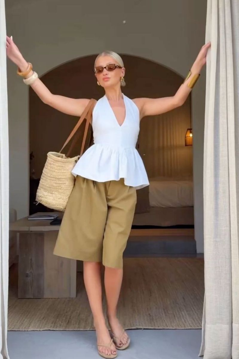 Discover effortlessly chic beige shorts outfit ideas that elevate your everyday style. From tailored looks and casual streetwear to polished blazer pairings and statement pieces, this guide shows you exactly how to style beige shorts for any occasion with modern, fashion-forward confidence. Beige Shorts Outfit, Beige Shorts Outfits Women, Beige Shorts Outfit Summer, Beige Shorts Outfits Women Casual, Beige Shorts Outfit Casual, Beige Shorts Outfits Women Winter, Beige Shorts Outfits Women Streetwear, Beige Shorts Outfit Aesthetic, Beige Shorts Outfit Summer Casual, Beige Shorts With Black Shirt, Beige Shorts With White Shirt, Beige Shorts With Black Top, Beige Shorts With Belt, Beige Shorts With Boots, Beige Shorts With Blue Shirt, Beige Shorts With Brown Top, Beige Shorts With Sneakers
