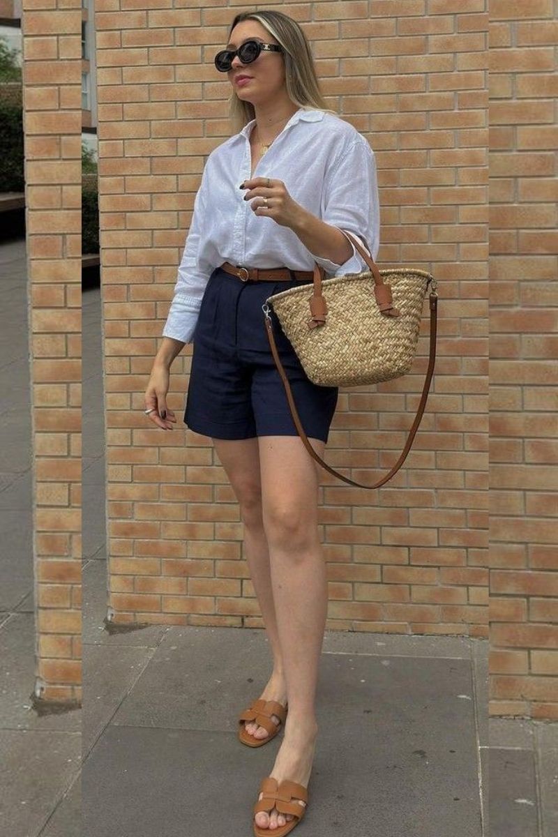Discover chic and effortless blue shorts outfit ideas for every occasion, from casual daytime looks to polished, elevated styles. This guide shares styling tips and versatile outfit inspiration with tailored, sporty, and trendy pieces to help you create stylish, wearable summer outfits with ease. Blue Shorts Outfits Women, Blue Shorts Outfit Ideas, Blue Shorts Jeans Outfit, Blue Shorts Outfits Women Summer, Blue Shorts Styling, Blue Shorts With White Shirt, Blue Shorts With White Shirt, Blue Shorts White Top Outfit, Blue Shorts Outfit Black Women, Blue Shorts With Black Top, Blue Shorts With Belt, What To Wear With Blue White Striped Shorts, What Goes With Light Blue Shorts, What To Wear With Light Blue Linen Shorts, What To Wear With White And Blue Shorts, Navy Blue Shorts
