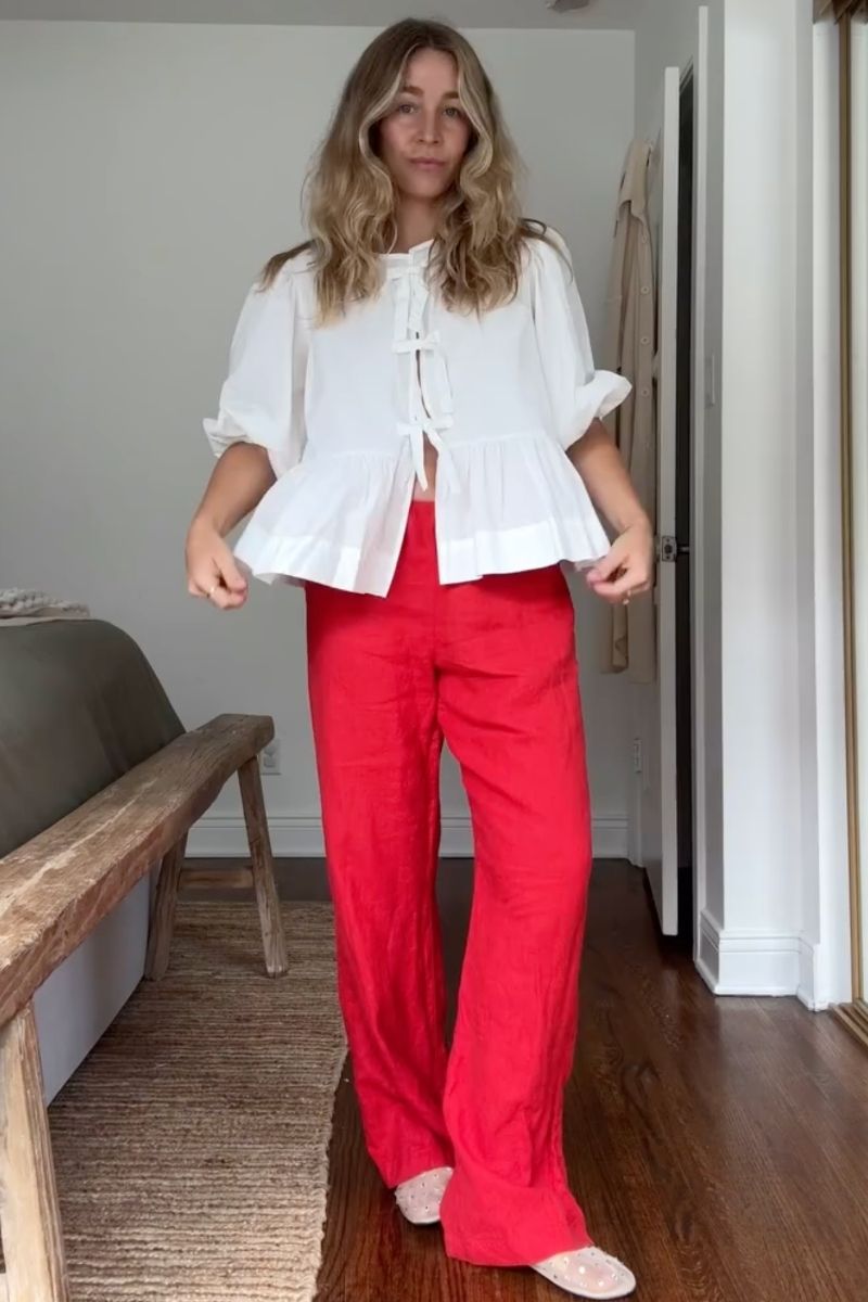 Discover how to style red linen pants with these effortlessly chic outfit ideas. From casual everyday looks to elevated summer styling, explore flattering combinations, must-have accessories, and fashion-forward ways to wear this bold wardrobe staple with confidence. Red Linen Pants With Black Top, Red Top With Linen Pants, White Linen Pants With Red Top, Linen Pants With Red Shoes, Outfits With Red Linen Pants, Red Tank Top With Linen Pants, Red Linen Pants Outfit Summer, Red Linen Pants Outfit Work, Red Linen Pants Outfit Casual, Red Linen Pants Outfit Winter, Red Linen Pants Outfit Men, Red Linen Pants Outfit Fall, Red Linen Pants Set, Red Linen Pants Beach Outfit, Red Linen Pants Outfit Ideas, Red Linen Pants Styling