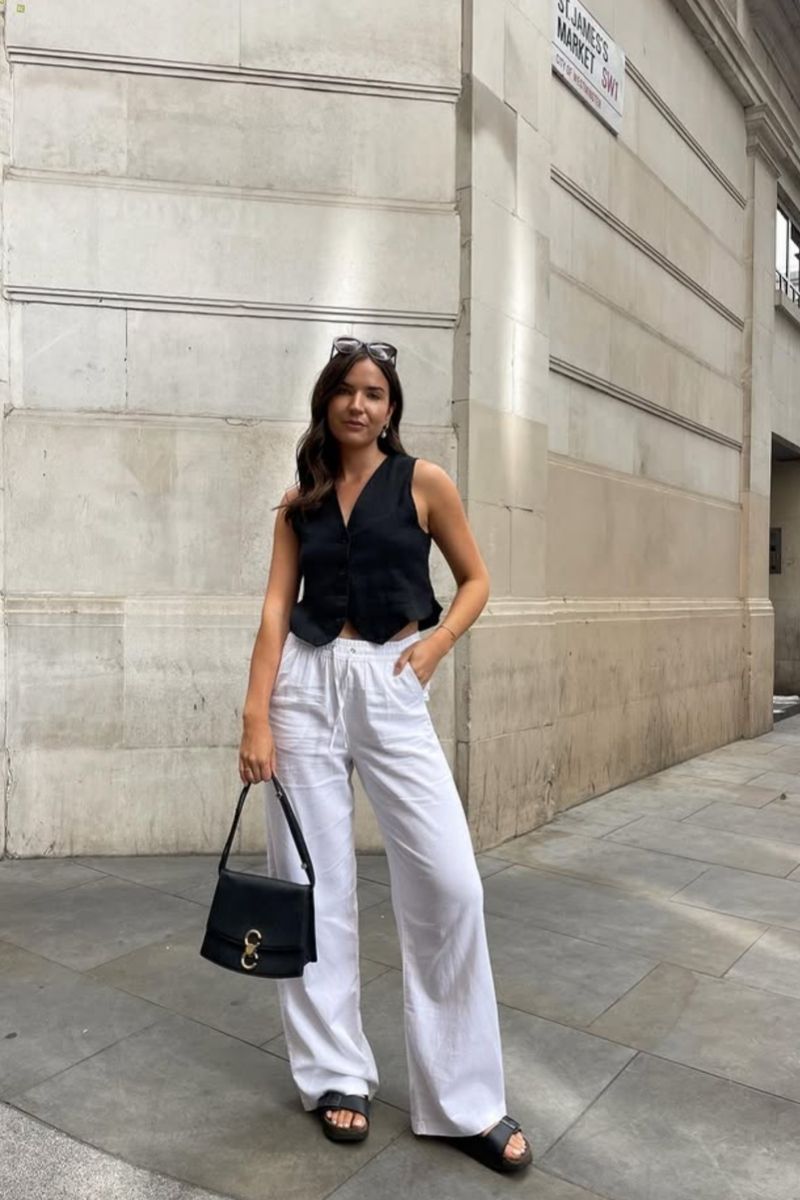 Discover chic and effortless white linen pants outfit ideas you can wear all season long. From casual everyday looks to elevated summer styling, explore how to pair linen trousers with timeless staples, bold colors, and must-have accessories for a polished, fashion-forward wardrobe. White Linen Pants With Sneakers, White Linen Pants With Sweater, White Linen Pants With Black Top, White Linen Pants With Chelsea Boots, White Linen Pants With Blue Shirt, White Linen Pants With White Top, White Linen Pants With Black Shirt, White Linen Pants With Shirt, White Linen Pants With Red Top, White Linen Pants With Blue Top, White Linen Pants Outfit, White Linen Pants Outfit Summer, White Linen Pants Outfit Casual, White Linen Pants Outfit Dressy Classy, White Linen Pants Outfit Work, Beach, Dressy