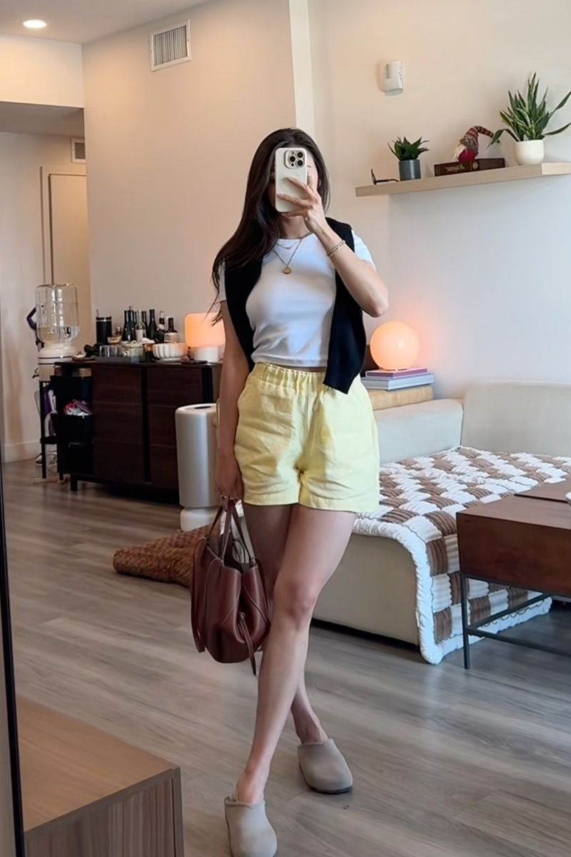 Discover how to style yellow linen shorts with 16 effortlessly chic outfit ideas perfect for summer. From relaxed linen sets to polished city looks, this guide covers styling tips, outfit inspiration, and must-have accessories to elevate your warm-weather wardrobe with ease and elegance.&nbsp;Yellow Linen Shorts Outfit, Yellow Linen Shorts Outfit Summer, Yellow Linen Shorts Set, Yellow Linen Shorts Outfit Ideas, Yellow Linen Shorts Outfit Women, Yellow Linen Shorts Casual Outfit, Yellow Linen Shorts Styled, Yellow Shorts Linen, Styling Yellow Linen Shorts, Pale Yellow Linen Shorts, How To Style Yellow Linen Shorts, Yellow Top Linen Shorts, What To Wear With Yellow Linen Shorts, Yellow Linen Shirt With Shorts, Outfits With Yellow Linen Shorts