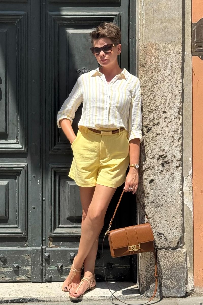 Discover how to style yellow linen shorts with 16 effortlessly chic outfit ideas perfect for summer. From relaxed linen sets to polished city looks, this guide covers styling tips, outfit inspiration, and must-have accessories to elevate your warm-weather wardrobe with ease and elegance.&nbsp;Yellow Linen Shorts Outfit, Yellow Linen Shorts Outfit Summer, Yellow Linen Shorts Set, Yellow Linen Shorts Outfit Ideas, Yellow Linen Shorts Outfit Women, Yellow Linen Shorts Casual Outfit, Yellow Linen Shorts Styled, Yellow Shorts Linen, Styling Yellow Linen Shorts, Pale Yellow Linen Shorts, How To Style Yellow Linen Shorts, Yellow Top Linen Shorts, What To Wear With Yellow Linen Shorts, Yellow Linen Shirt With Shorts, Outfits With Yellow Linen Shorts